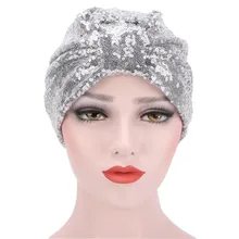 Со смешанными блестками булочка шапки женские модные головы шапочка для женщин цветок мусульманская химиотерапия шляпа хиджаб волос потеря головы шарф тюрбан шапка обертывание#923