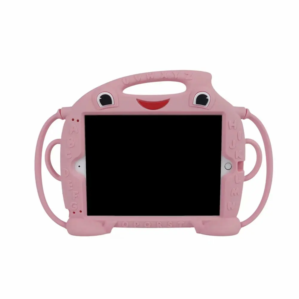 Детский безопасный противоударный защитный чехол для планшета для Ipad 5, 6, Air, 1, 2, Pro, 9,7 дюймов, защитный чехол, подходит для детской подставки, чехол+ ручка - Цвет: Розовый