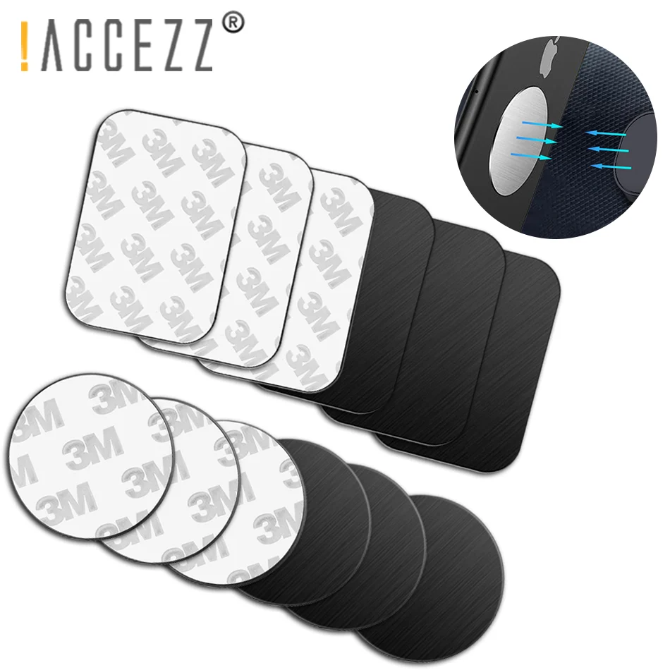 

!ACCEZZ 5pcs/lot Magnetic Metal Plate Disk For Magnet Car Phone Holder Ultra Thin Iron Sheet Sticker For Universal Mobile Phone