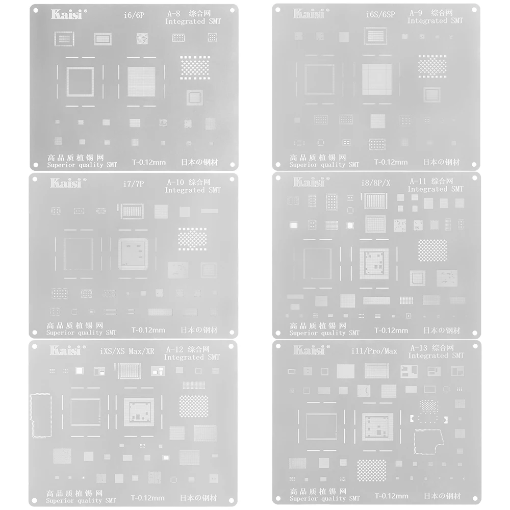 16 pièces IC Chip BGA Reballing Kits de Pochoir Kit de Soudure pour iPhone BGA Modèle de Soudure Accessoires matériels Kit de pochoirs de reballage 