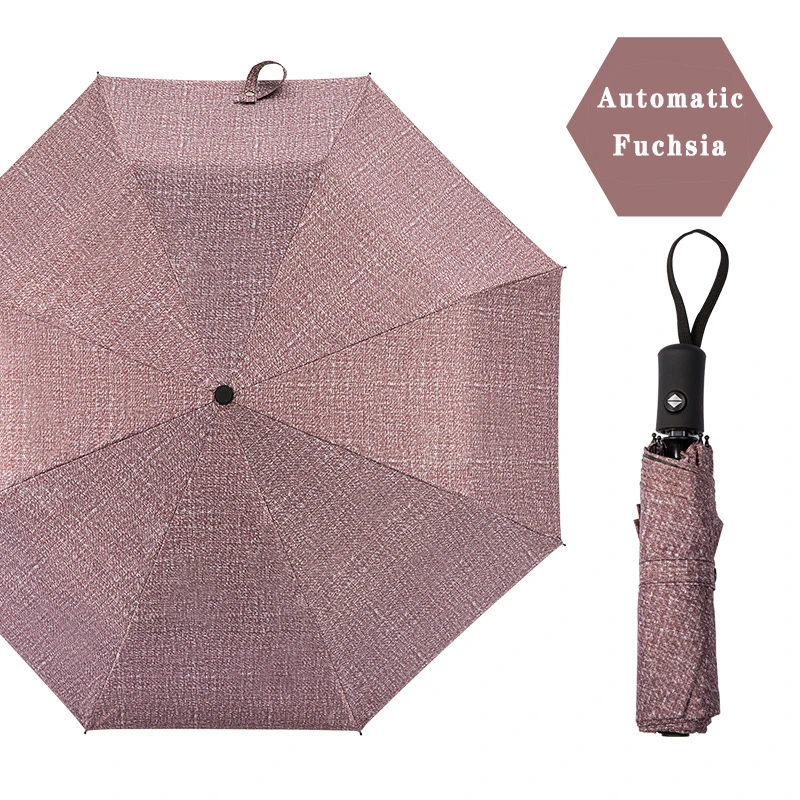 Fuchsia Бизнес автоматический джинсовый Зонт двойного назначения Складной Черный Пластиковый Солнцезащитный простой мужской подарок зонтик дождь Женский Одна кнопка на - Цвет: Fuchsia