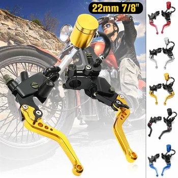

Universal 22mm 7/8" Motorcycle Brake Clutch Lever Master Cylinder Reservoir Levers Kit Fluid Reservoir Set 16mm Bore