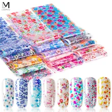 10/16 шт Смешанные голографический лак для ногтей Фольга Звездное цветок передачи Бумага ногтей Стикеры лазерный Розовое Золото матовая металлическая фольга для ногтей украшение