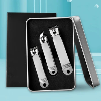 

3pcs Professional Stainless Steel Nail Clipper Cutter Set Practical Portable Manicure Trimmer Toenail With Storage Box
