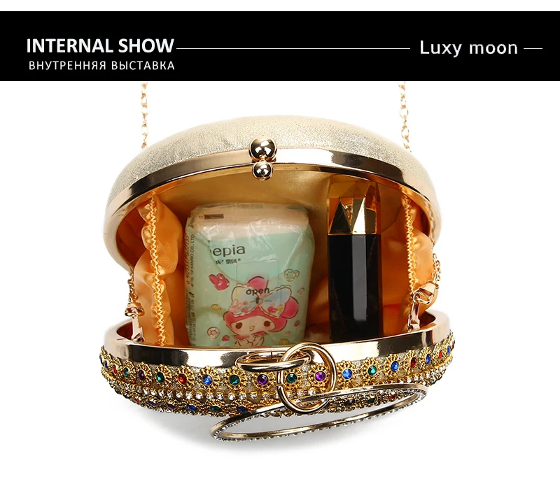 Large Capacity of Luxy Moon Round Rhinestone Evening Bag