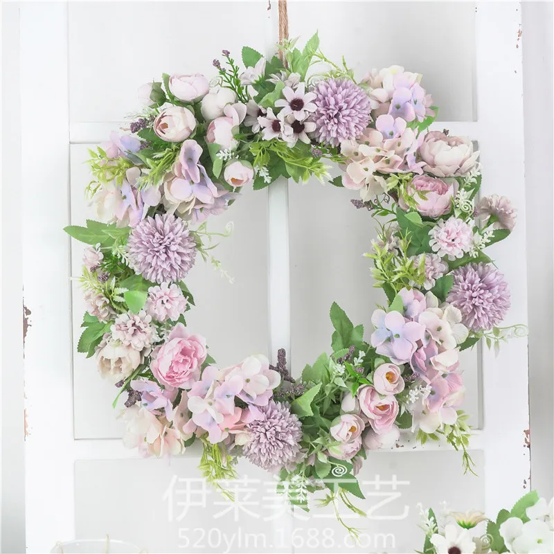 Artificial wreath door decoration flower wreaths decoration wedding hanging spring wreath ring round home decor