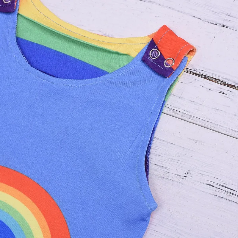 Summer Casual Fashion Baby Rompers Baby Cartoon Rainbow Printing Sleeveless Rompers Roupas Bebe Infant Jumpsuits for Party