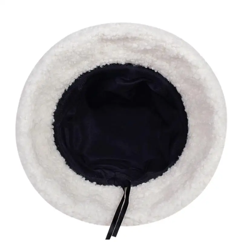 Bucket Hat Lamb Wool Faux Fur Arrow Symbol Printed Men Women