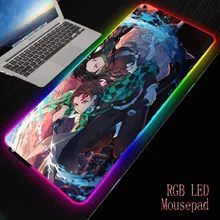 XGZAnime Demon Slayer Kimetsu No Yaiba большой светодиодный светильник RGB игровой коврик для мыши USB проводной коврик для мыши коврик 7 цветов для компьютера ПК