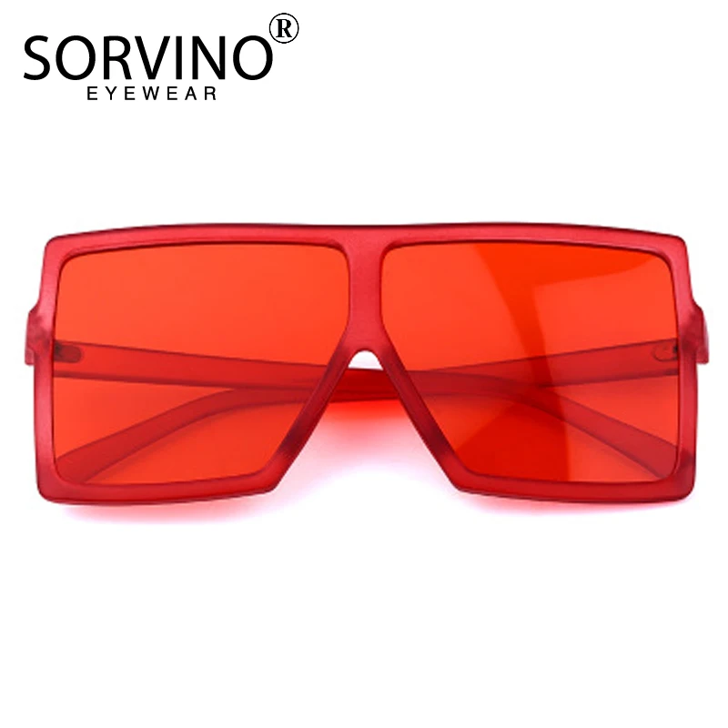 SORVINO негабаритных большой плоский квадратный солнцезащитные очки для женщин для Элитный бренд Мода Топ Винтаж мужчин градиентные - Цвет линз: C1 RED