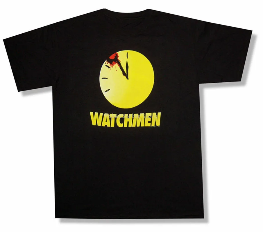 Мужская брендовая футболка летние топы футболки Watchmen Bloody Clock spplatter черная новое