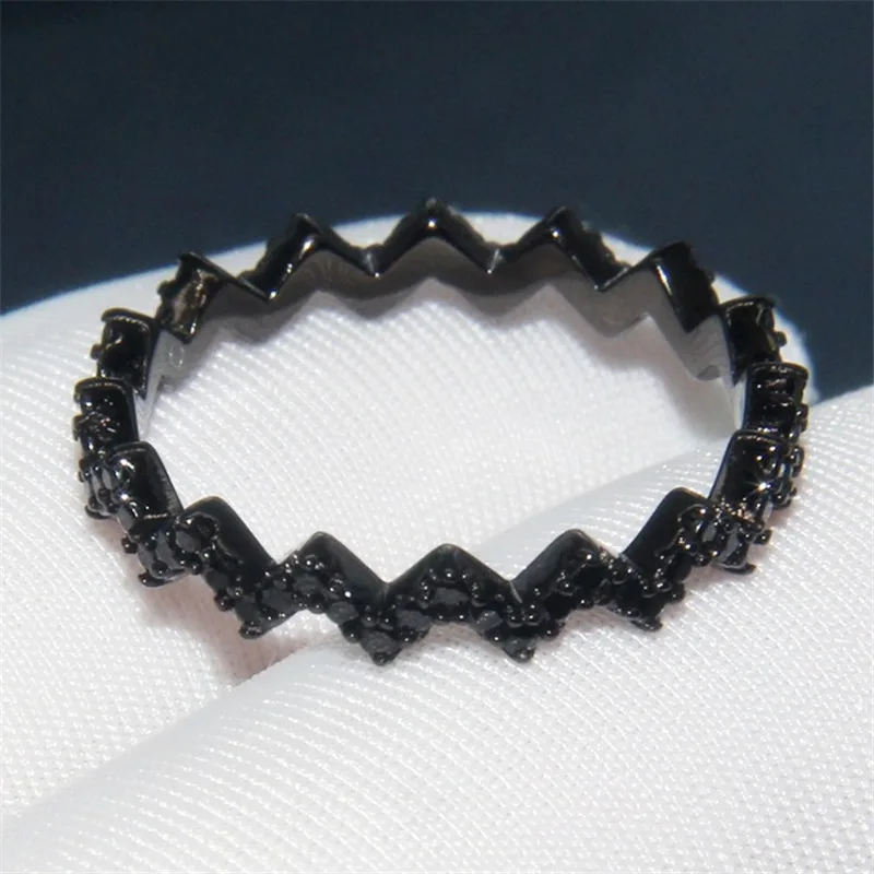 4 colors Eternal Promise Ring 925 sterling silver Pave AAAAA Cz Statement Party Wedding band rings for women Bridal Jewelry - Цвет основного камня: Black