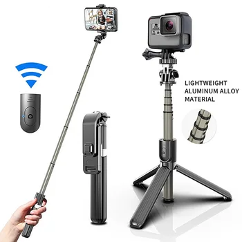 

L03 Bluetooth 4.0 Wireless Aluminum Alloy Selfie Stick Tripod Foldable Tripode Monopod for Gopro Camera Smart Phones tripe