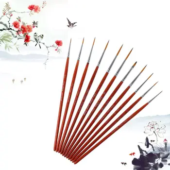 

11pcs/set Professional Detail Paint Brush Fine Pointed Tip Miniature Brushes For Acrylic Watercolor Oil Drawing Kits