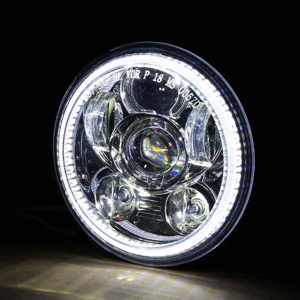 5 3/4 светодиодный фара круглая фара с белым Halo Кольцо Sportster 1200 XL1200L пользовательские XL1200C 883 XL883 883L XL8