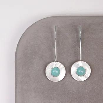 

INATURE Simple OL Style Natural Stone 925 Sterling Silver Drop Earrings for Women Fashion Jewelry