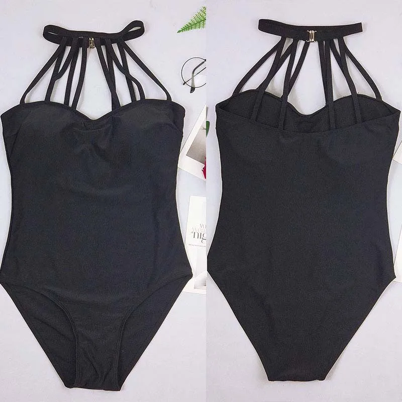 2019 сексуальный цельный купальник Одноцветный винтажный размера плюс монокини