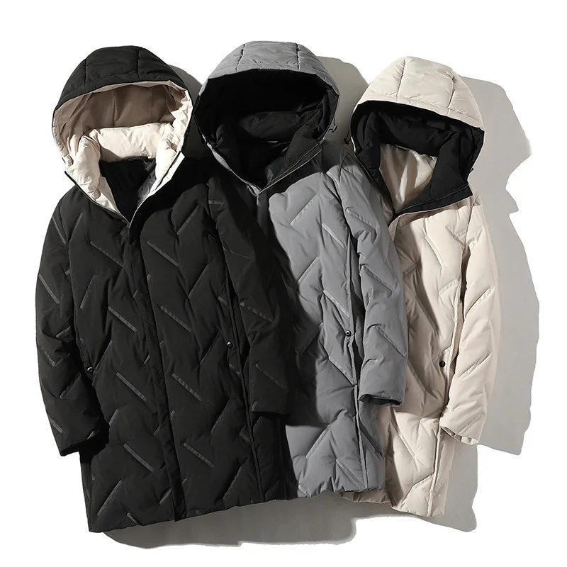 KENNTRICE, новинка, средняя длина, парки, зимняя куртка, Мужская, теплая, ветрозащитная, с капюшоном, верхняя одежда, большие карманы, мужские парки