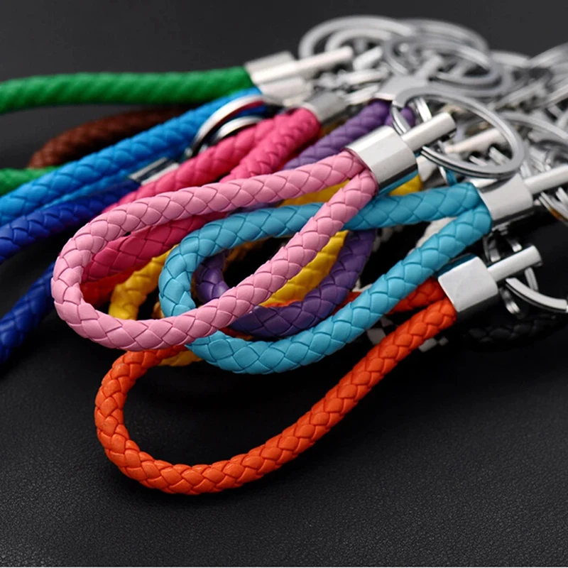Key Chains PU Leather Braided Woven Rope Keychain DIY Bag Pendant Key Chain Holder Car Keyring Simple Multiuse Key Holder Gifts