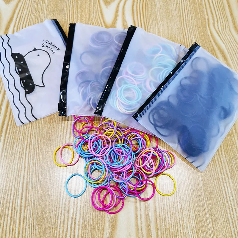 100 Pcs/bag Korean Cute Children's Headwear Simple Colorful Rubber Band Hair Rope Fashion Girl Princess Basis Hair Accessories