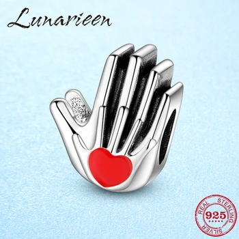 

Mother and her child 925 Sterling Silver Heart family love Beads fit European Charm Bracelets Original Jewelry Making Gift