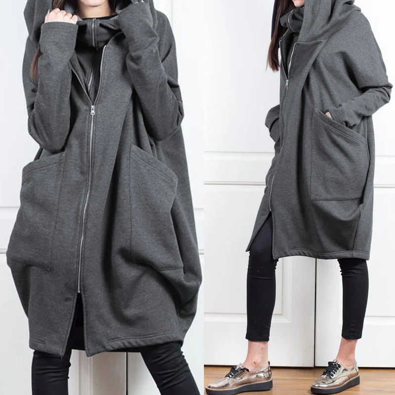 New  2019 Winter Coats Celmia Women Hoodies Sweatshirts Casual Long Sleeve Jackets Fashion Zip Loose Hoo