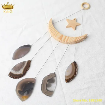 

Natural White Agates Stone Slab Slice Beads Hanging Wind Chimes Home Window Healing Decoration Jewelry,Reiki Gift For Her