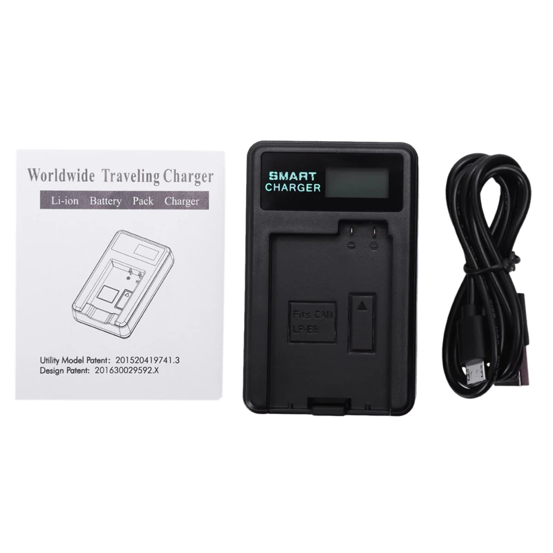 Зарядное устройство FULL-Usb с ЖК-дисплеем для батареи Canon Lp-E8 и Canon Rebel T3i T2i T4i T5i, Eos 600d 550d 650d 700d, Kiss X5 X4 X