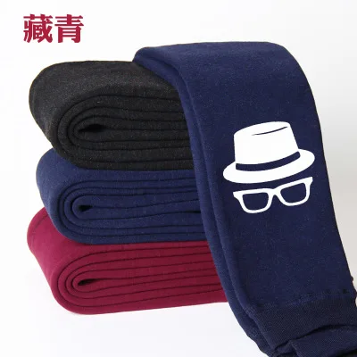 Darkblue hat От 2 до 12 лет; Новинка; леггинсы для маленьких девочек; зимние бархатные плотные теплые брюки с эластичной резинкой на талии; обтягивающие детские штаны с рисунком кота - Цвет: Darkblue hat