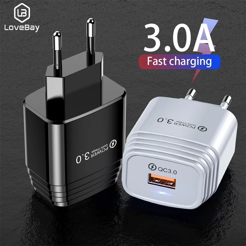 Lovebay quick charge 3.0A USB зарядное устройство для мобильного телефона 18 Вт Быстрая зарядка ЕС вилка Мобильный телефон настенное зарядное устройство адаптер для iphone