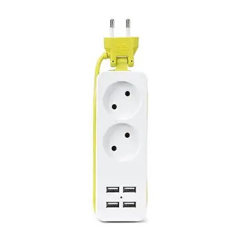 

Compact Size Travel Travel Power Strip Portable Extension Socket Outlet with 4 USB Wall Charger Smart Desktop Socket