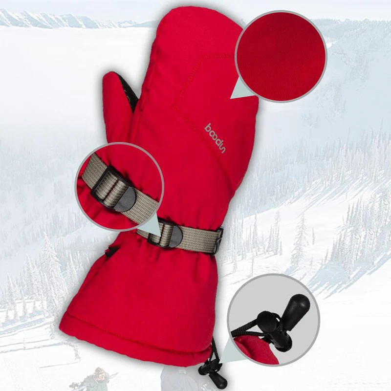 

BOODUN 1 Pair Winter Waterproof Mittens Outdoor Sports Anti-slip Warm Gloves Men Women Skiing Running Climbing Cycling Gloves