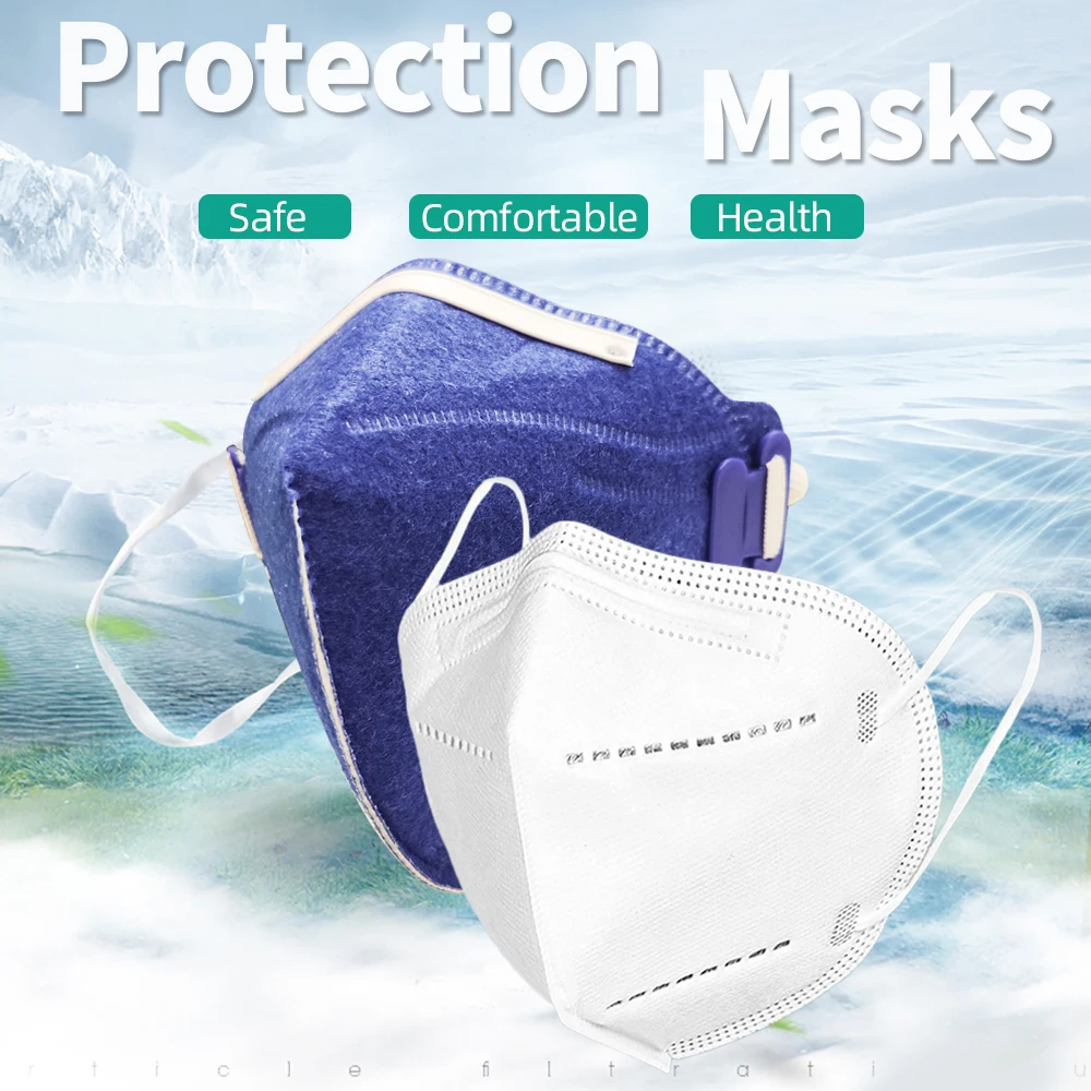 

50PCS Masks Adult Vertical Folding Non-woven Protective Mask Anti Dust Smog Virus Pollution PM 2.5 Face Mouth Mask Unisex Masks