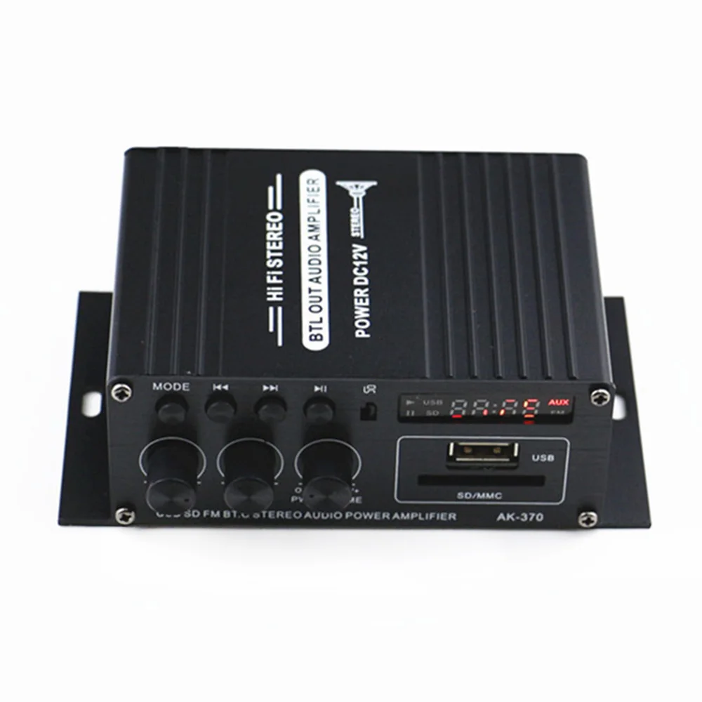 AK370 2V автомобильный Bluetooth аудио усилитель Hi-Fi MP3 радио стерео бас усилитель динамиков плеер для мотоцикла дома