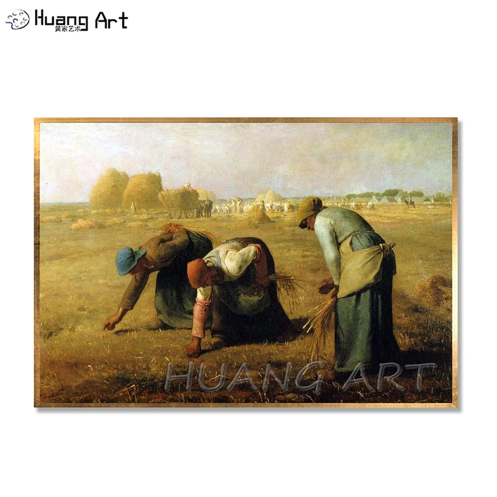 

Hand-painted Leon Augustine Lemmitt Imitation Painting on Canvas Woman Picking Wheat Ears Landscape Portrait Good Oil Painting