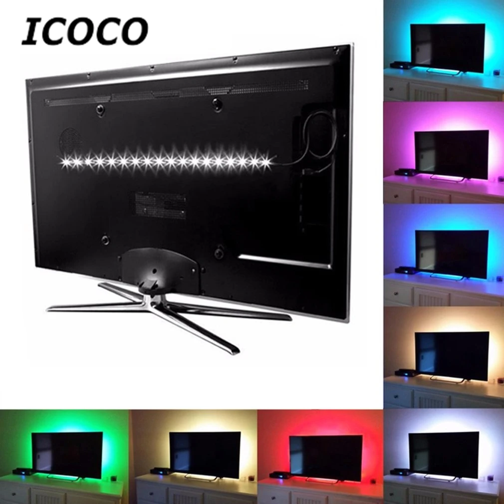 ICOCO 1/2 м беспроводной пульт дистанционного управления с USB питанием светодиодный светильник с цветными полосками энергосберегающий светильник для спальни дома ТВ фоновый Декор распродажа