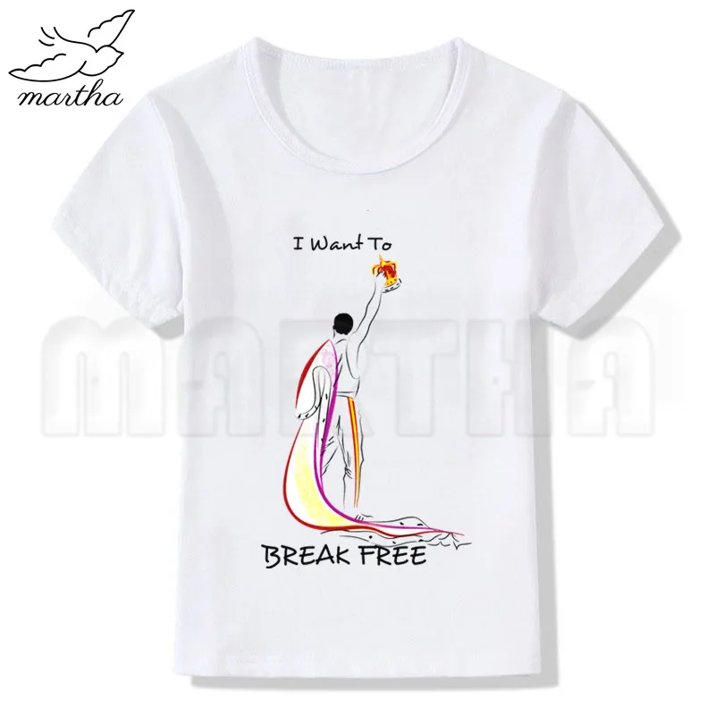 WhiteG The queen Band Freddie Mercury/Летние Стильные Забавные милые топы для девочек, модная уличная одежда, Harajuku, футболка для мальчиков уличная детская белая футболка - Цвет: WhiteG