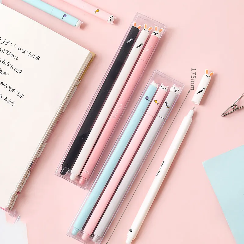 

Kawaii Cartoon Animals Gel Pen Black 0.5mm Cute Rabbit Kitten Pens Gel Pens School Writing Novelty Stationery Girls Gifts Supply