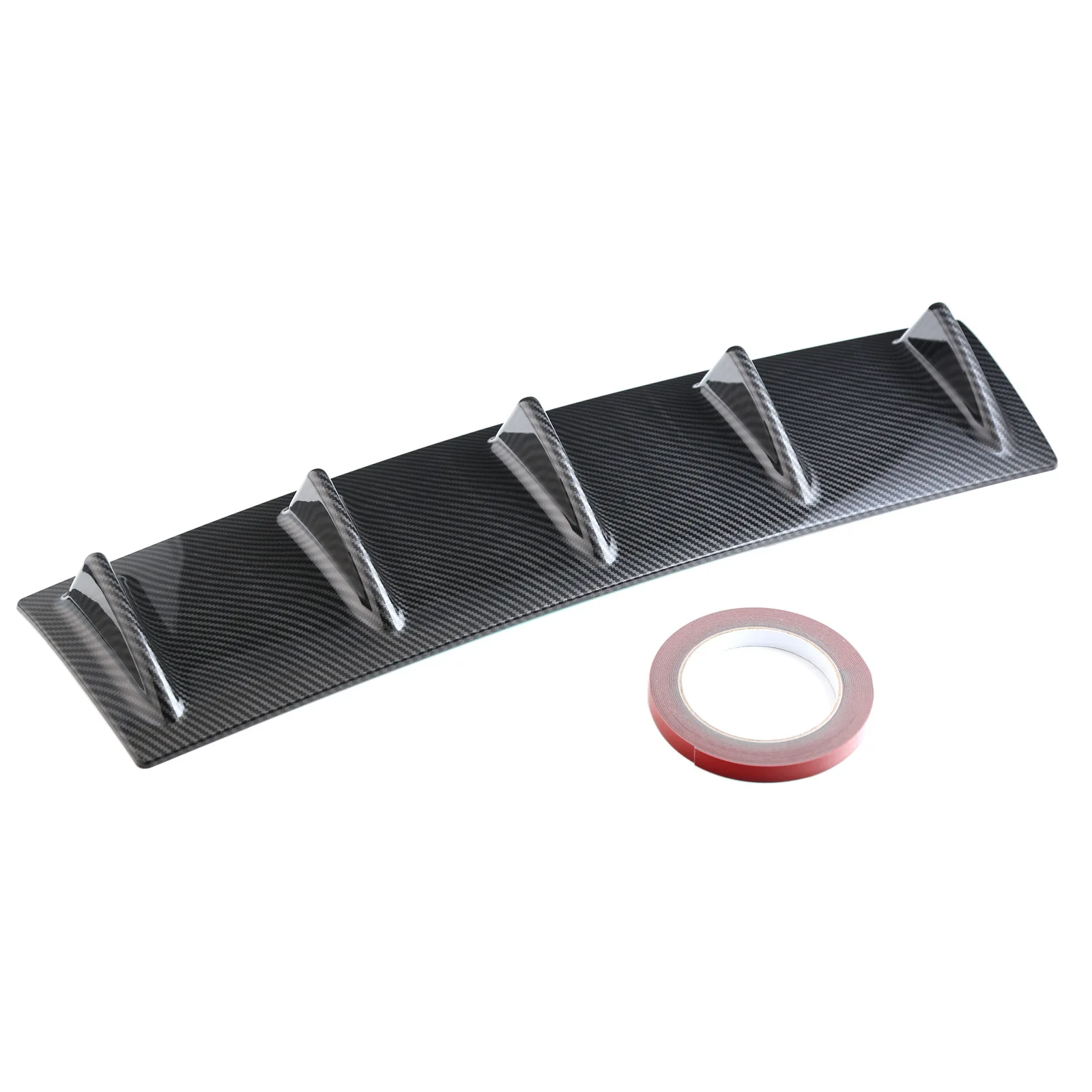 

Car Universal ABS Carbon Fiber Pattern Shark Fin Chassis Flow Deflector 58.5 Cm Medium Rear Bumper Spoiler