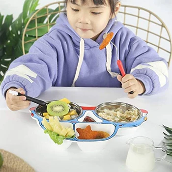 

Divided Plates for Kids Cartoon Car Shape Divided Baby and Toddler Plates Non-Slip Unbreakable Children Dinner Plates LX