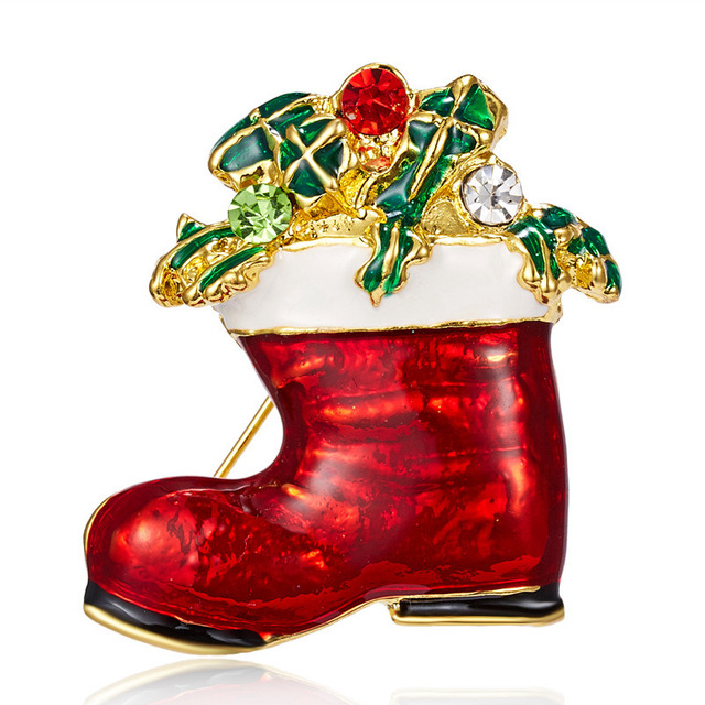 Year Christmas Brooch For Women Fashion Snowman Santa Claus Tree Deer Bell Hat Rhinestone Enamel Cute Jewelry Kids Gifts
