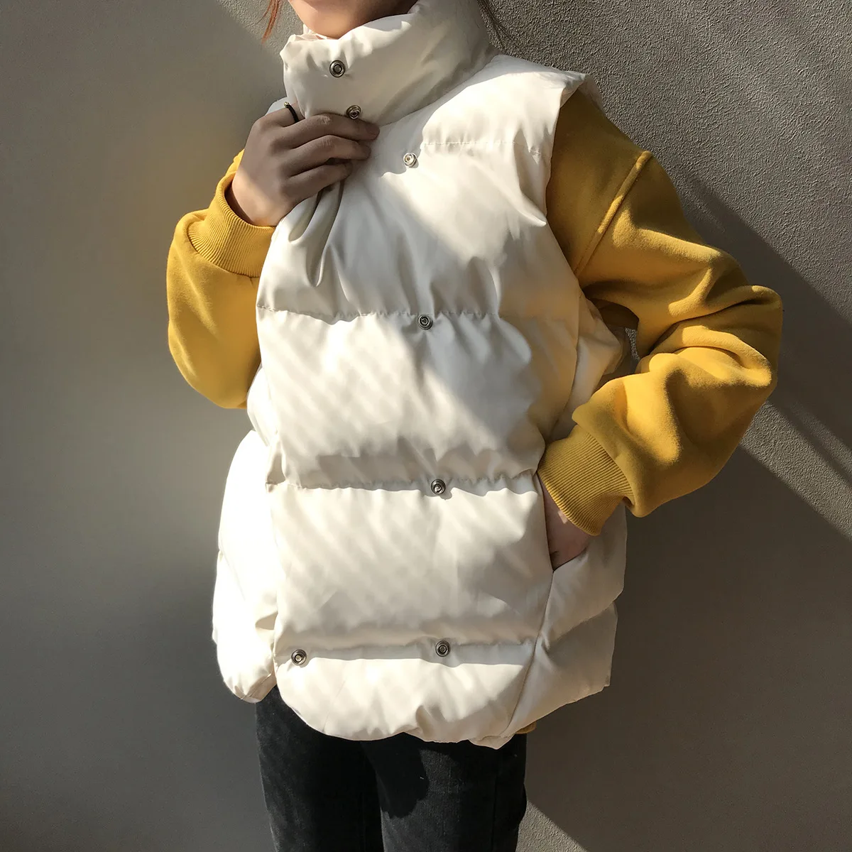 Winter Women Stand Collar Warm Vest Coat Sleeveless Fashion Black Color Vest Tops Chaleco Mujer Gilet Casaco Feminino
