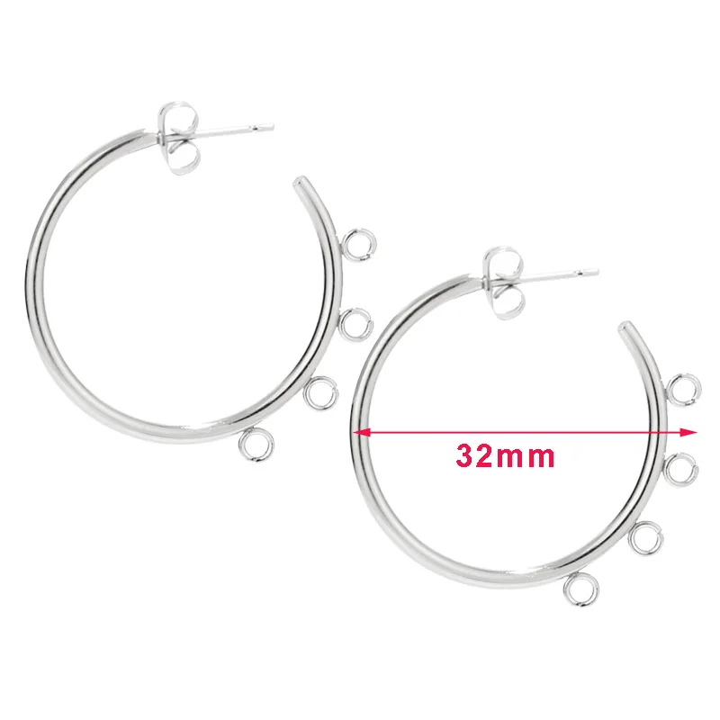 

40pcs/lot Hoop Earrings Stainless Steel Earrings Gold Steel Tone Hoops DIY Earring For Women Girls Sensitive Earring