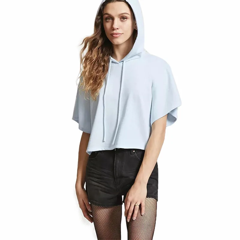 

2020 Summer New Style Hoodie Female Short Sleeve Hooded Short Women Hoodies Clothes Women's Sports Clothing