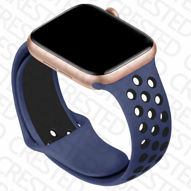 Silicone Strap For Apple Watch band 44mm 40mm iWatch 38mm 42mm Smartwatch watchband Bracelet Apple Watch 6 SE 5 4 3 Accessories darkblue black 16