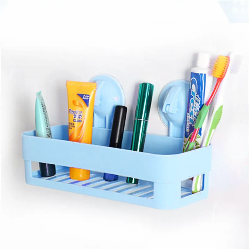 1pc Plastic Basket For Shower Bathroom Basket For Storage Wall Storage Rack Organizer Stick Bathroom Shelf Shampoo Holder