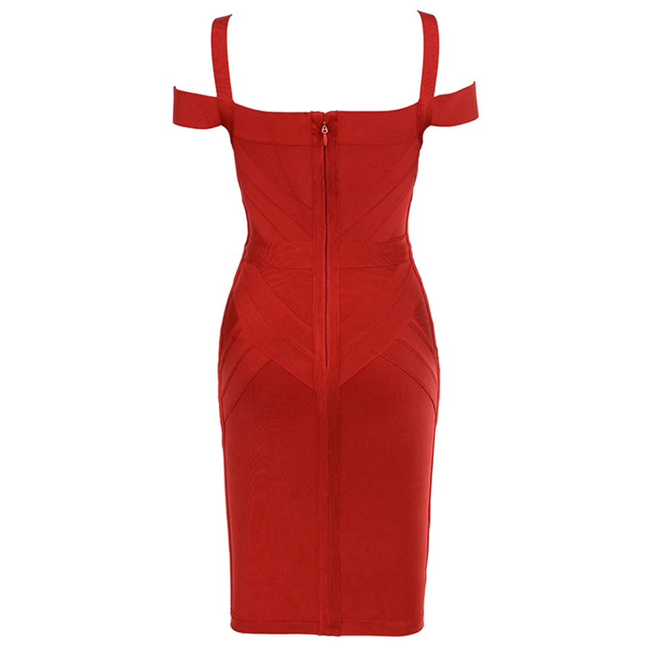 2019 Bandage Dress New Arrivals Summer Wine red Bodycon Dress V Neck Spaghetti Strap Summer Bandage Dress Party Women