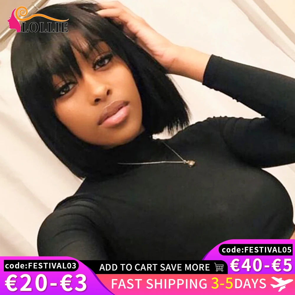 Парик Lollie Bang парики из человеческих волос плотность 150% короткие волосы Боб