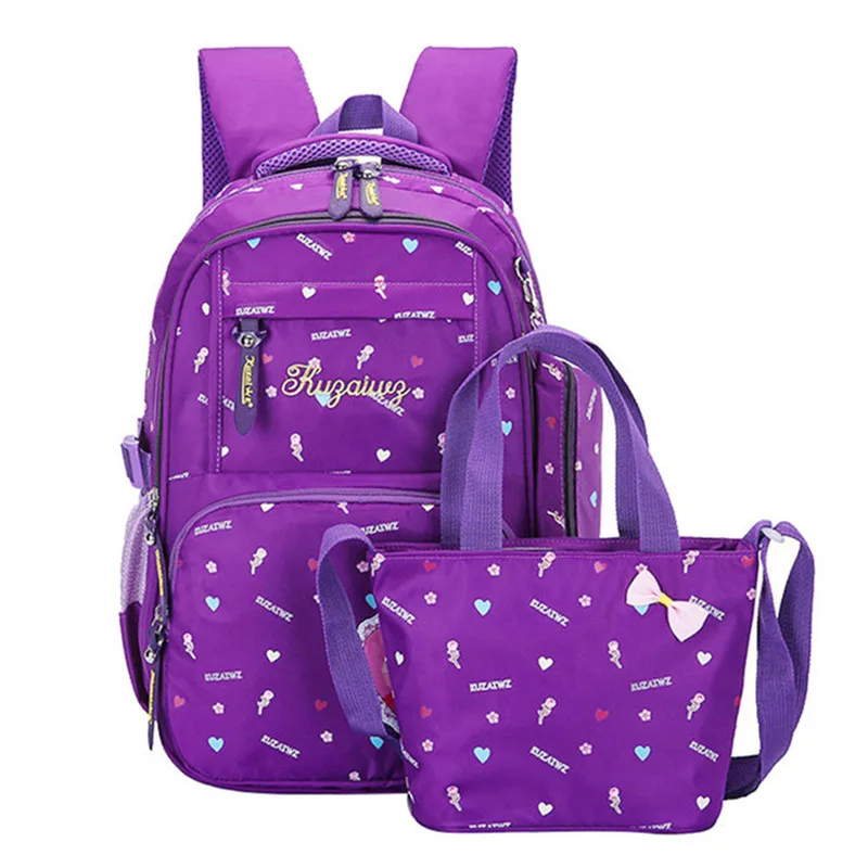 purple Детские школьные сумки; Комплект для девочек; детский ортопедический рюкзак; рюкзаки для начальной школы; детский Ранец принцессы; schoobag; mochila infantil - Цвет: purple