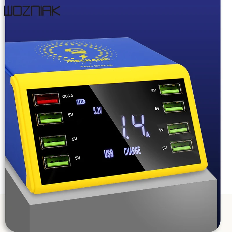 Механик ЖК-цифровой дисплей быстрое зарядное устройство 8 портов usb зарядная док-станция QC 3,0 с 10 Вт Беспроводное зарядное устройство для ремонта iPhone